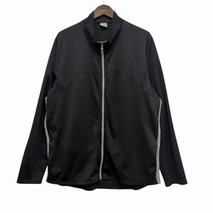 Alo Mens Size XXL Cool Fit Black/Gray Full Zip Performance Mesh Track Jacket guc